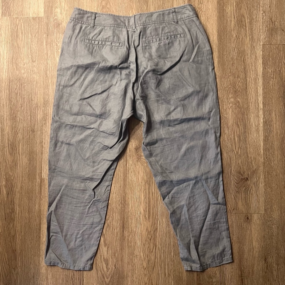 Eileen Fisher Grey Organic Linen Cropped Pants Size 8 - Picture 2 of 4